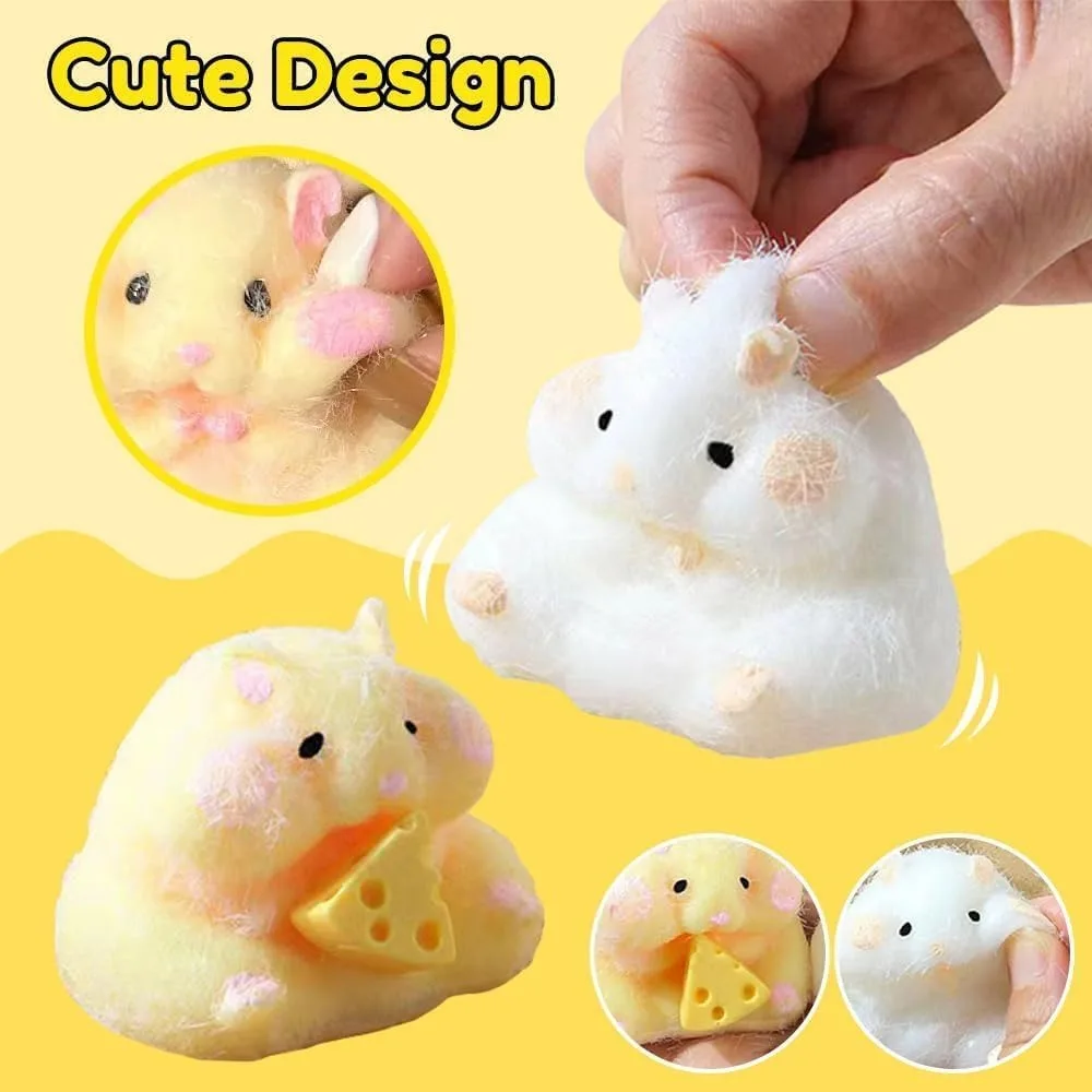 Squishy Hamster Mochi et son Fromage – Kawaii - Blanc – Image 3