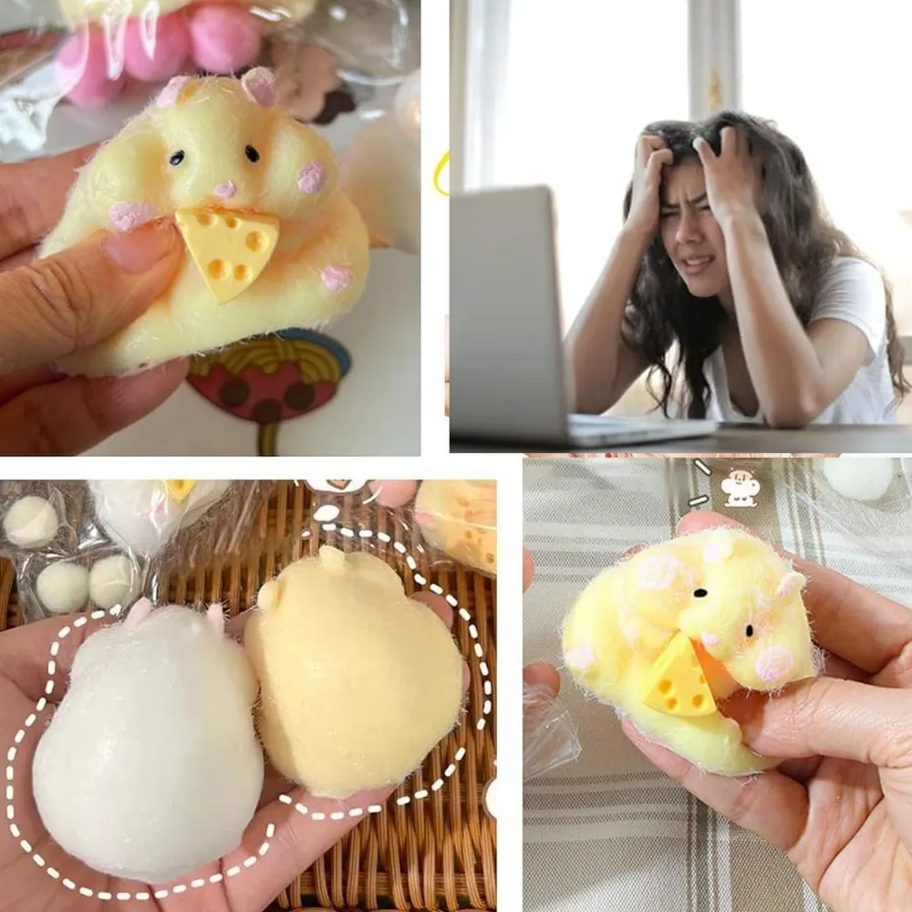 Squishy Hamster Mochi et son Fromage – Kawaii - Blanc – Image 5