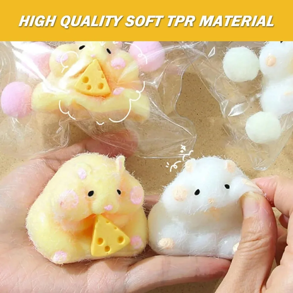 Squishy Hamster Mochi et son Fromage – Kawaii - Blanc – Image 4