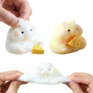 Squishy Hamster Mochi et son Fromage – Kawaii - Blanc